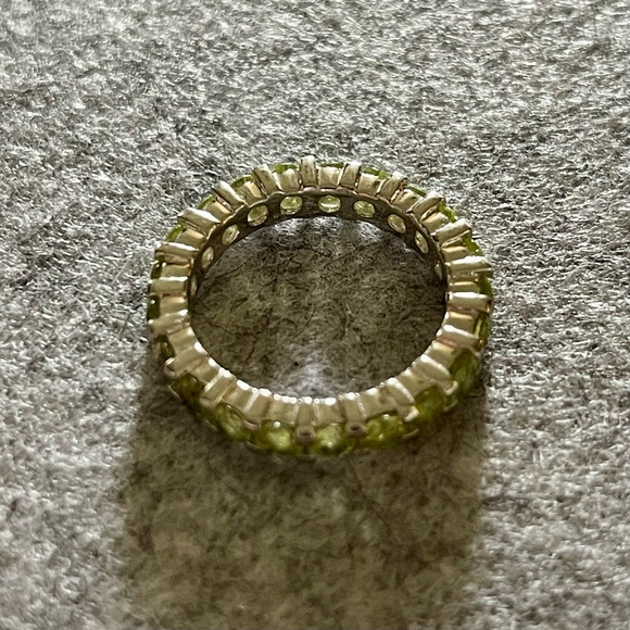 925 Sterling silver eternity ring band, possibly peridot.